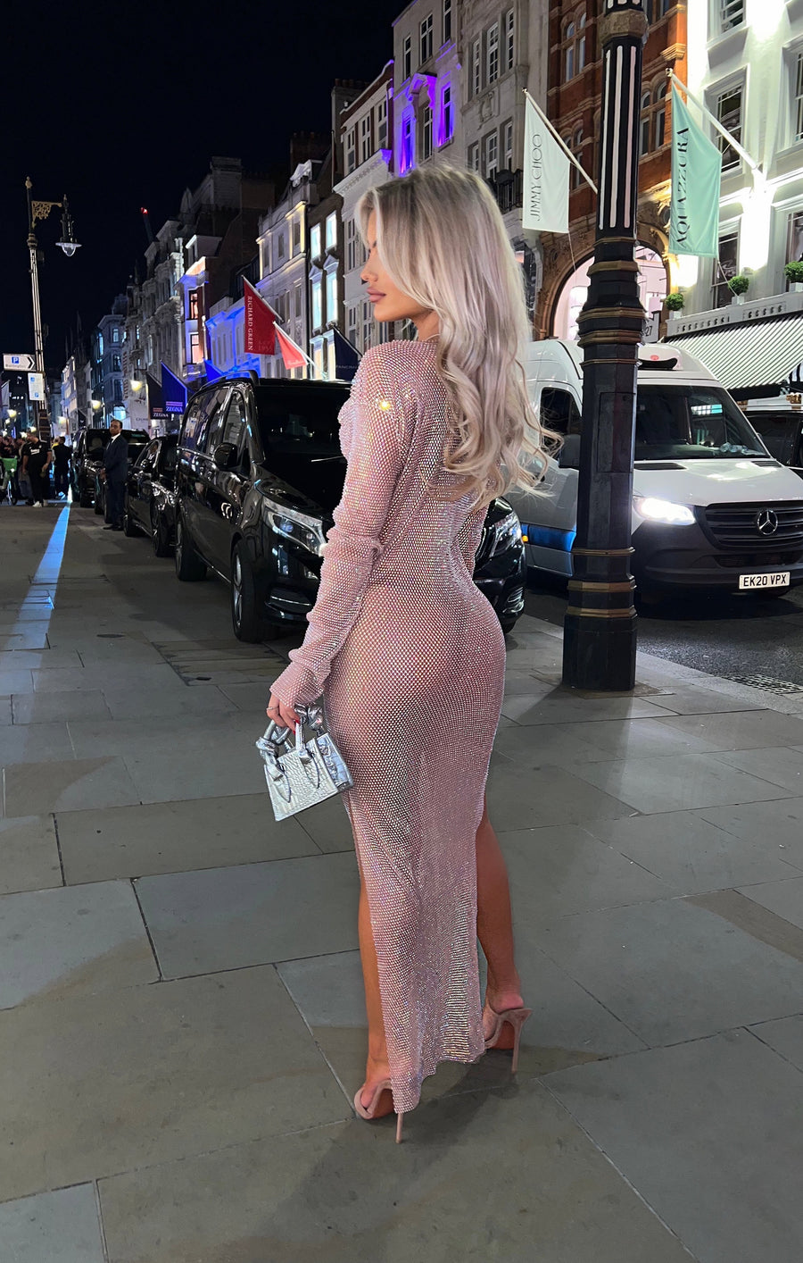 Melrose Diamanté Dress - Rose Gold