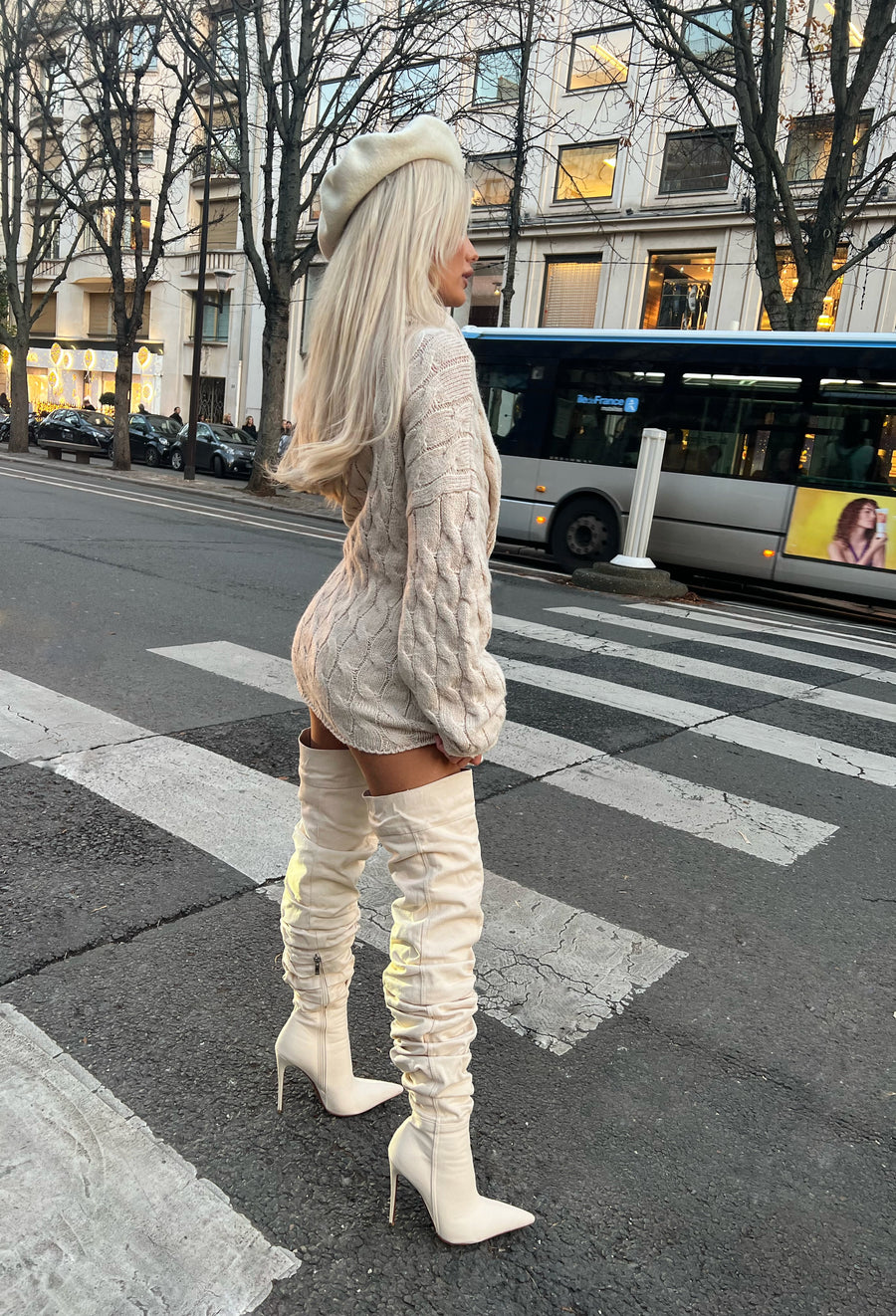 Denim Boots - Cream