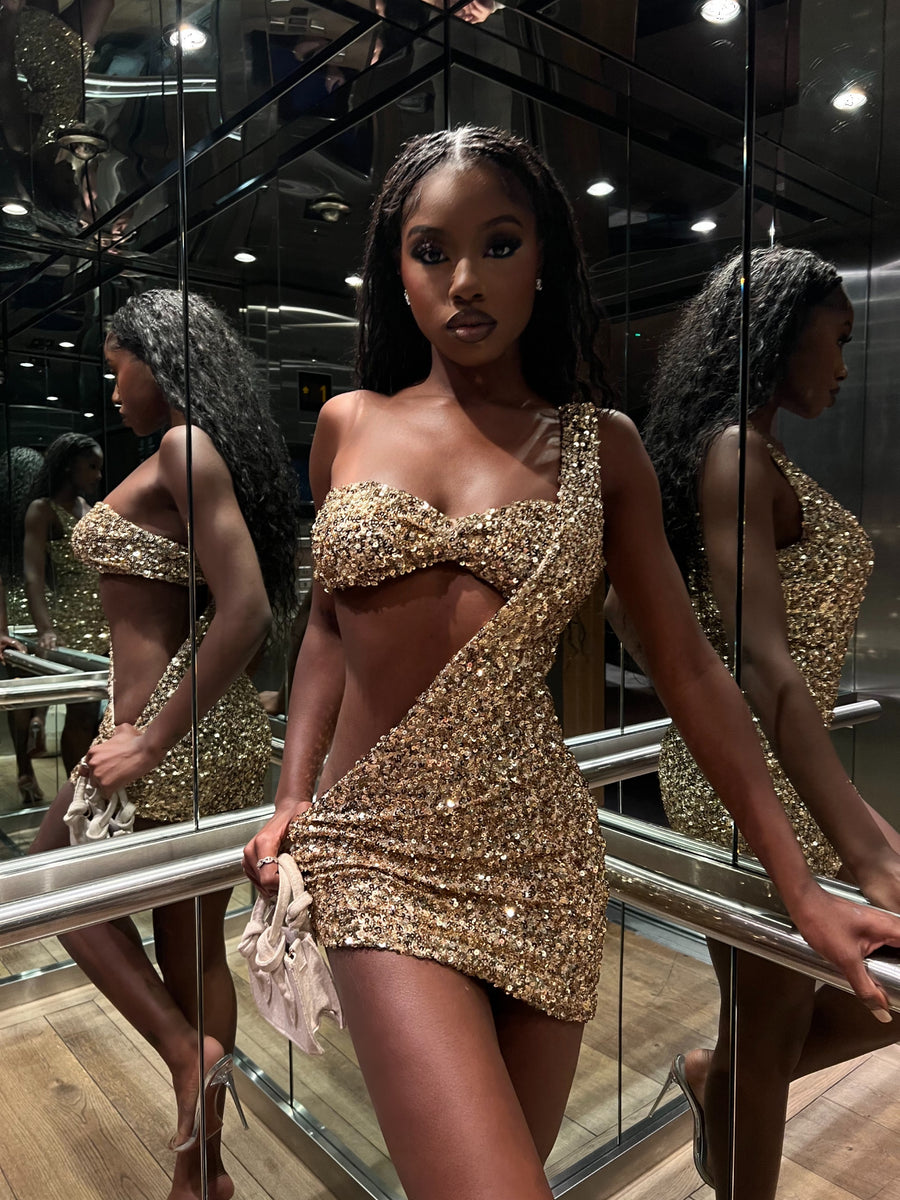 Adore Two Piece Dress - Gold