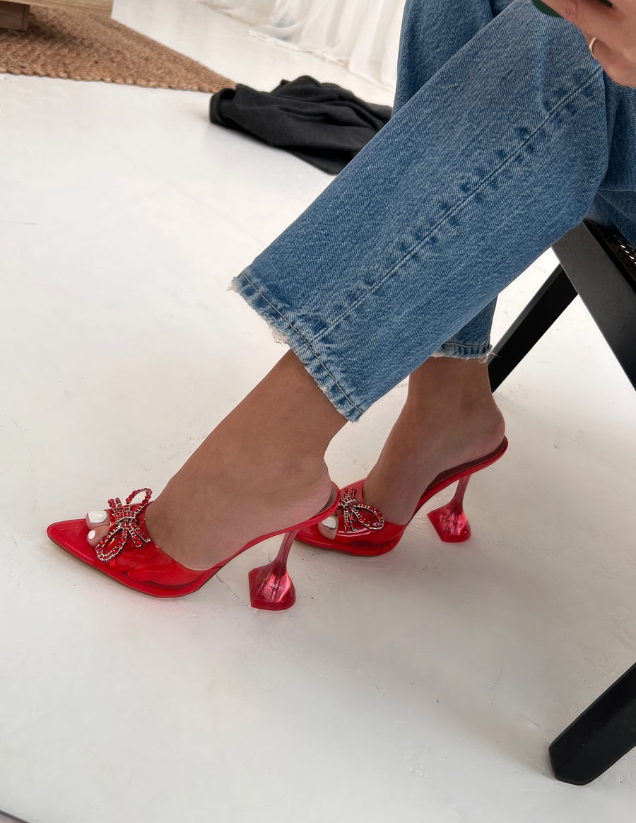 Perspex Bow Heels - Red