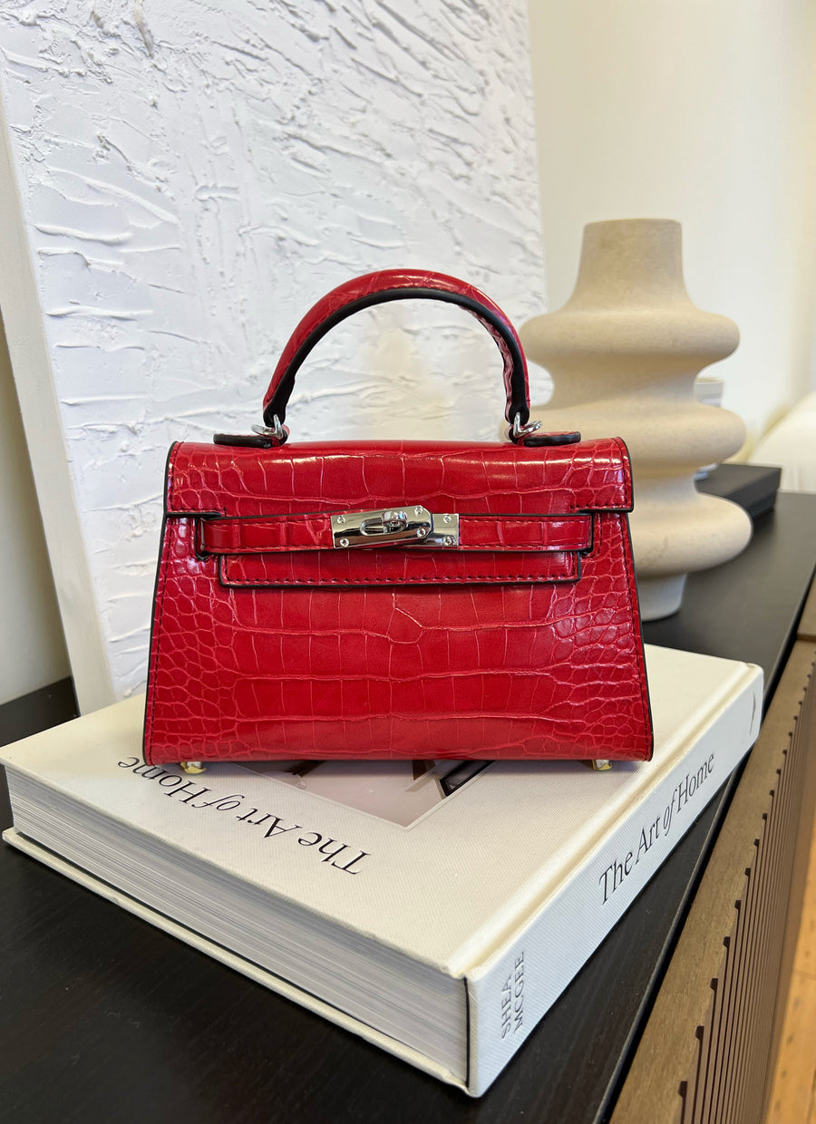 Kels Mini Hand Bag - Red Croc