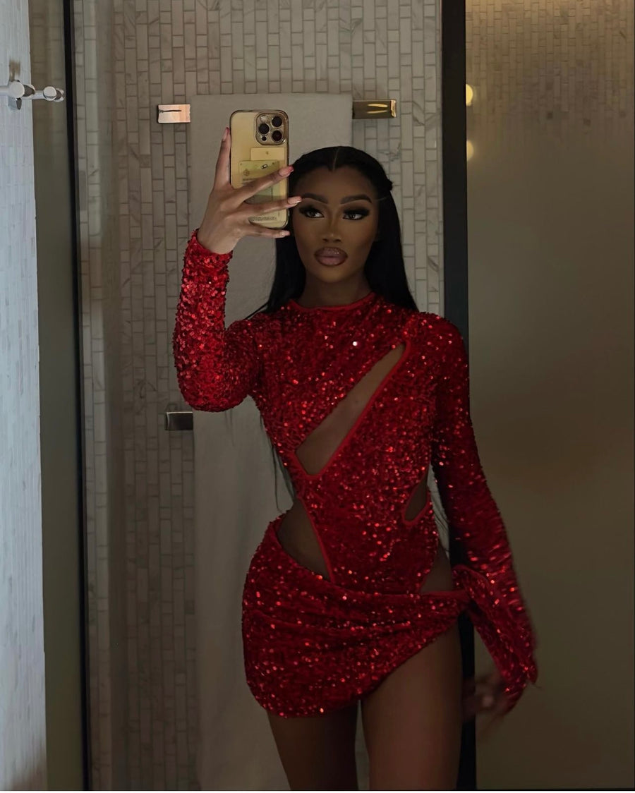 Stormi Sequin Two Piece - Red (SALE)