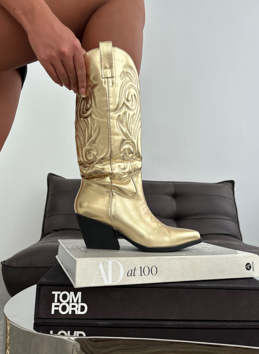 Cowboy Boots - Gold