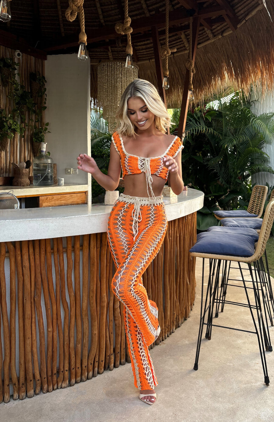 Tia Crochet Two Piece - Orange