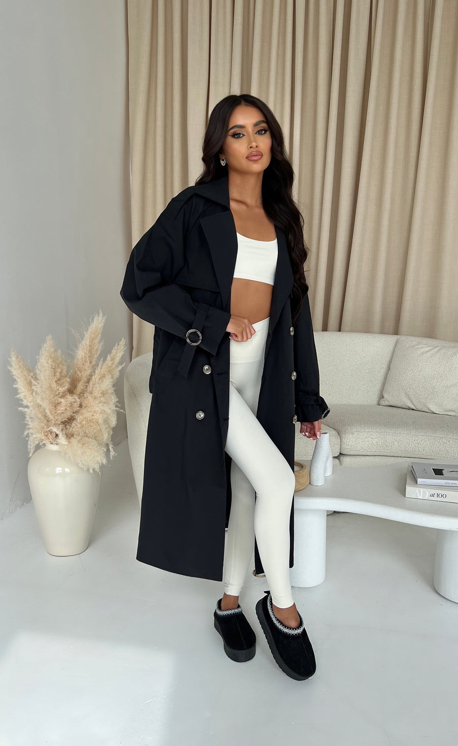 Long Trench Coat - Black