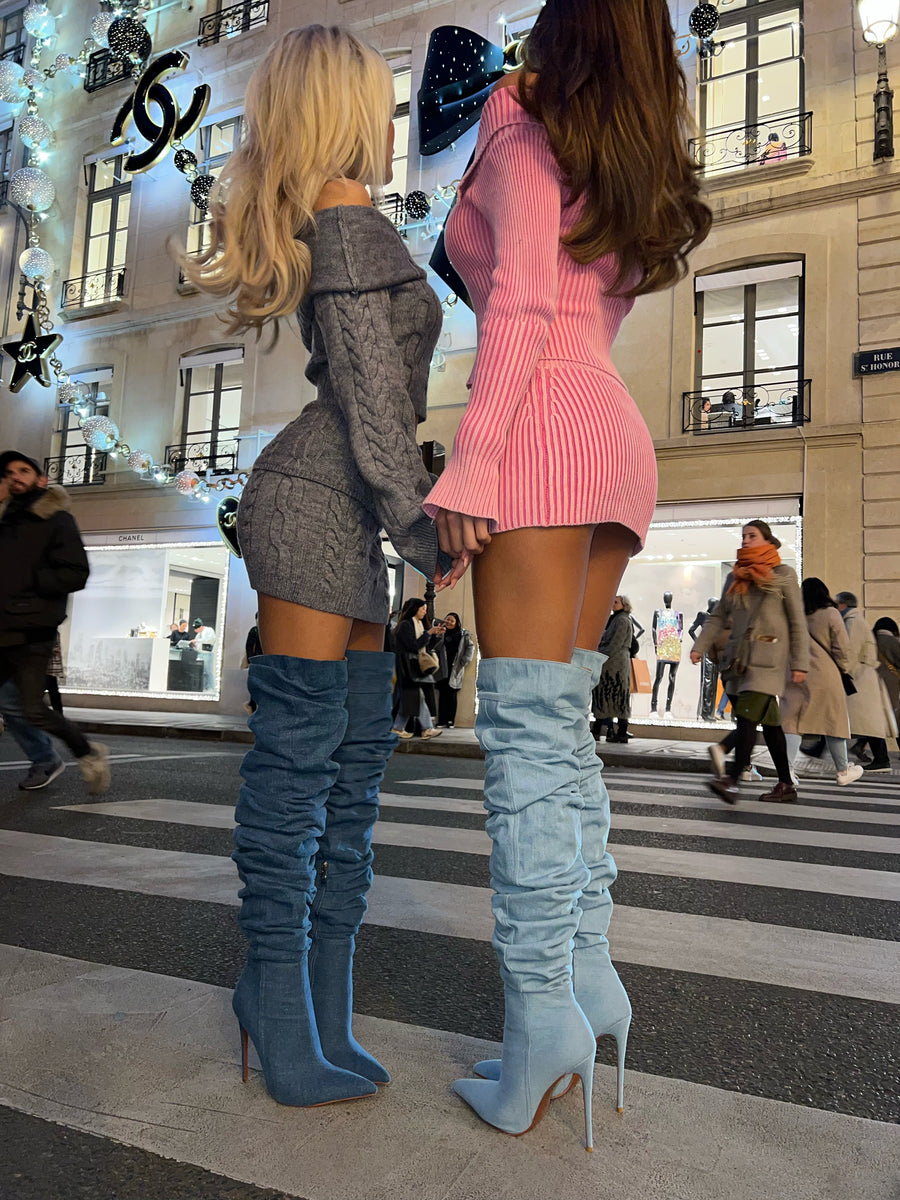 Denim Boots - Light Blue