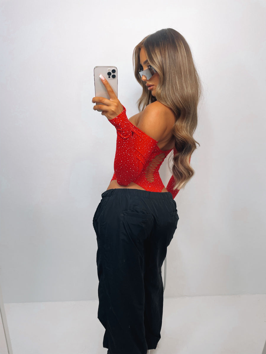Karla Diamanté Top - Red