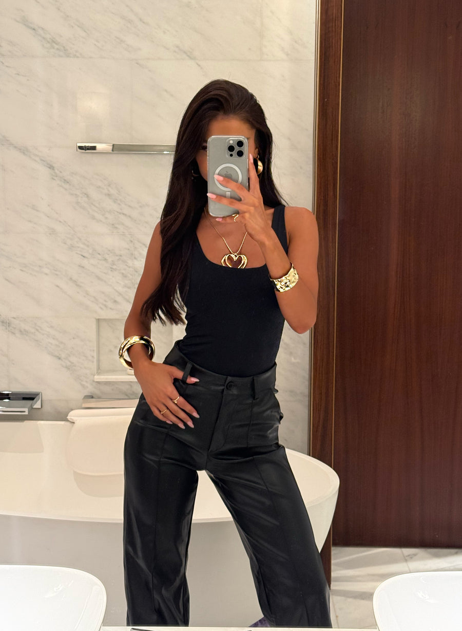 Olivia Faux Leather Trousers - Black
