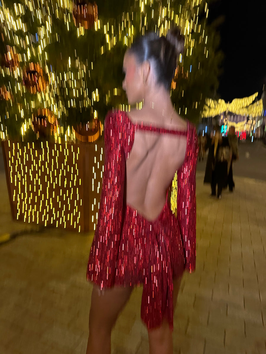 Khy Sequin Bow Dress - Red