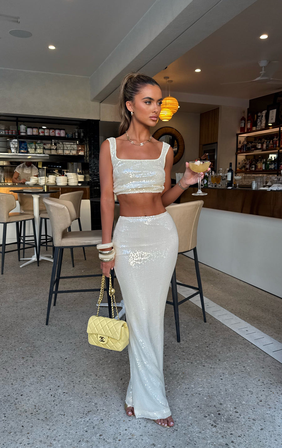 Erin Sequin Skirt - Cream