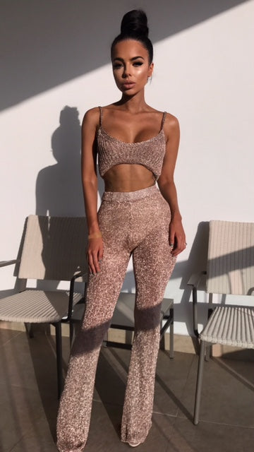 Chiara Metallic Crop Top - Rose Gold