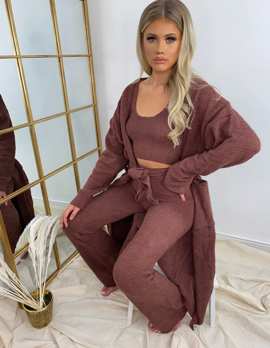 Maddie Comfy Knit Three Piece - Brown