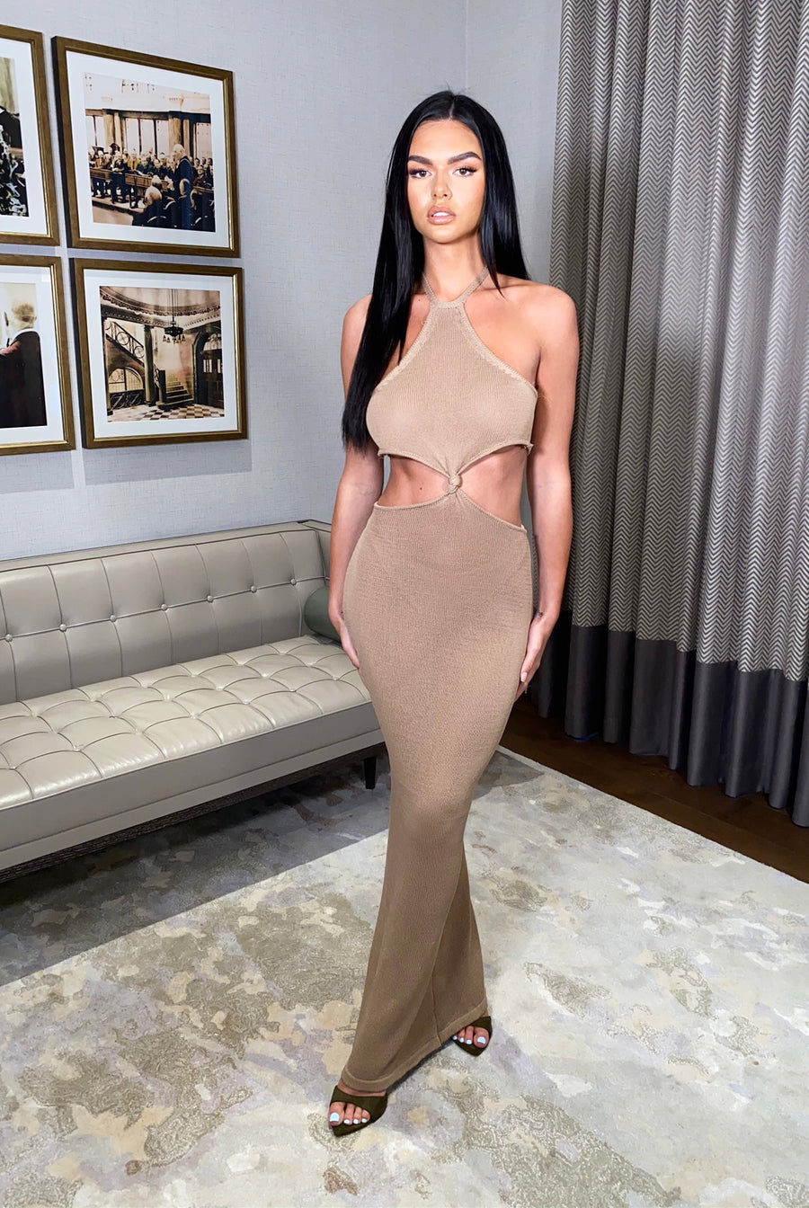 Saffron Midaxi Dress - Tan