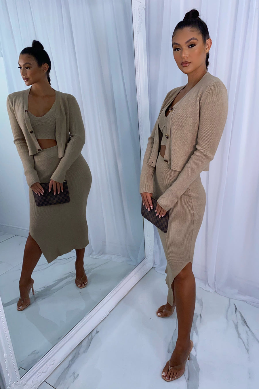 Lissy Ribbed 3 Piece - Tan