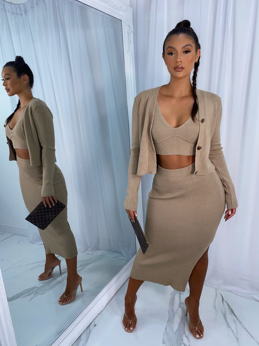Lissy Ribbed 3 Piece - Tan