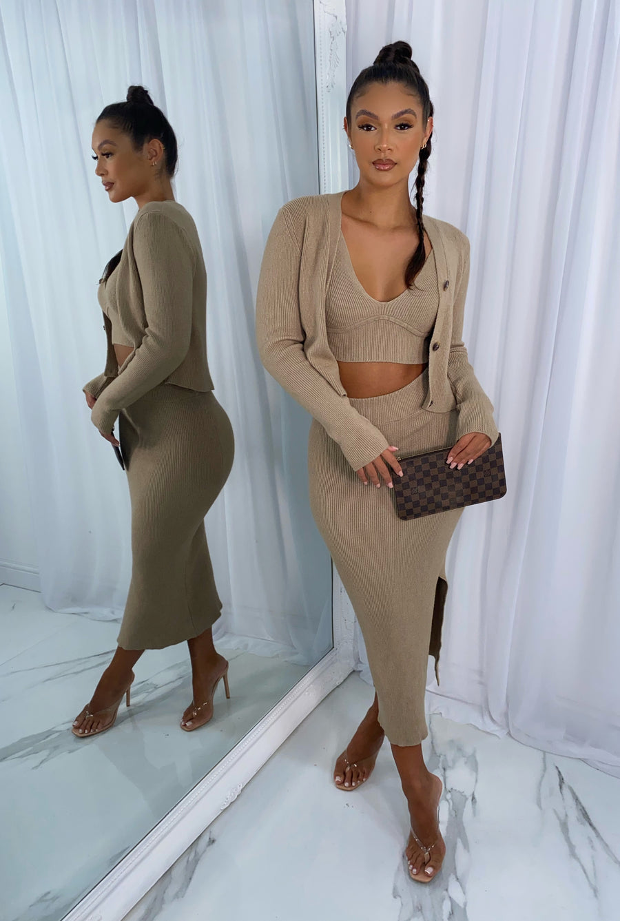 Lissy Ribbed 3 Piece - Tan