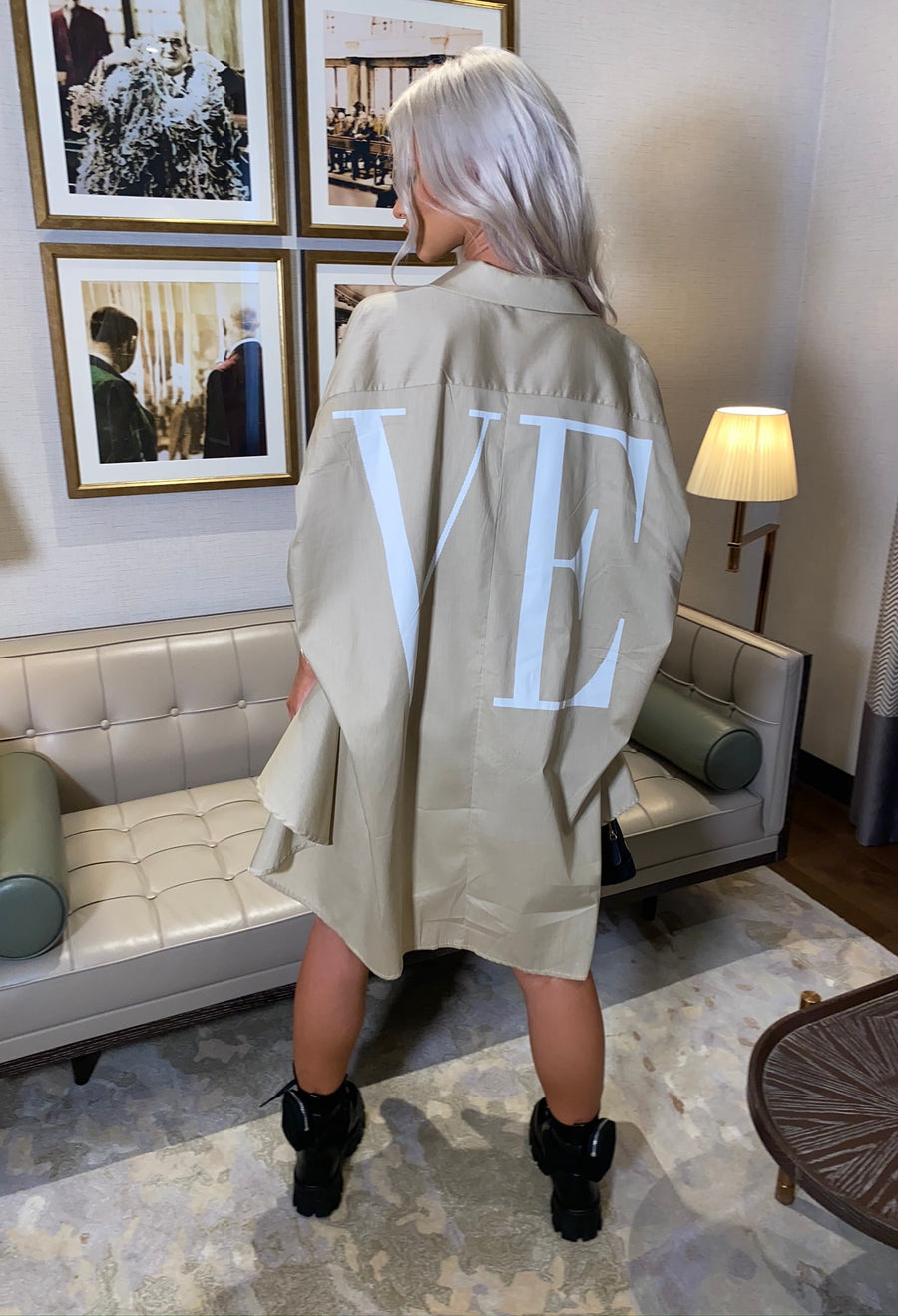 LOVE Shirt Dress - Nude