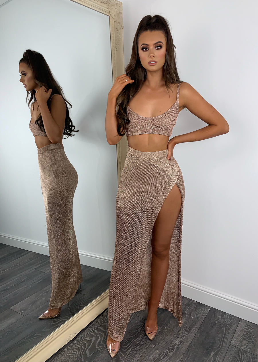 Elise Metallic Two Piece - Rose Gold