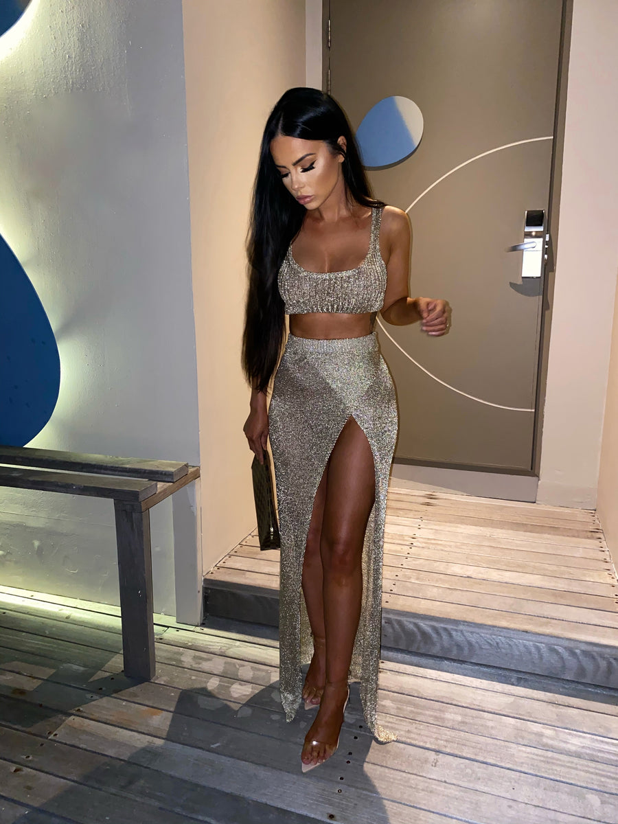 Lizzie Metallic Two Piece - Gold