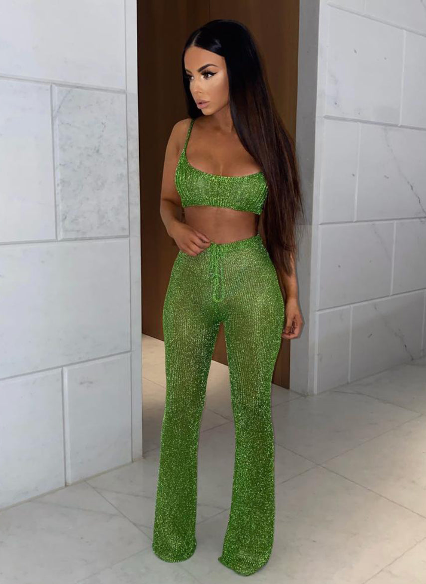 Kylie Metallic Two Piece - Emerald (SALE)
