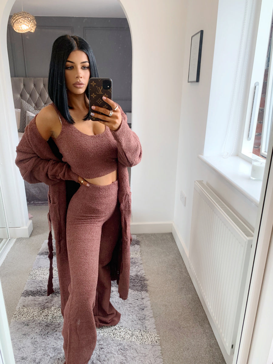 Maddie Comfy Knit Three Piece - Brown