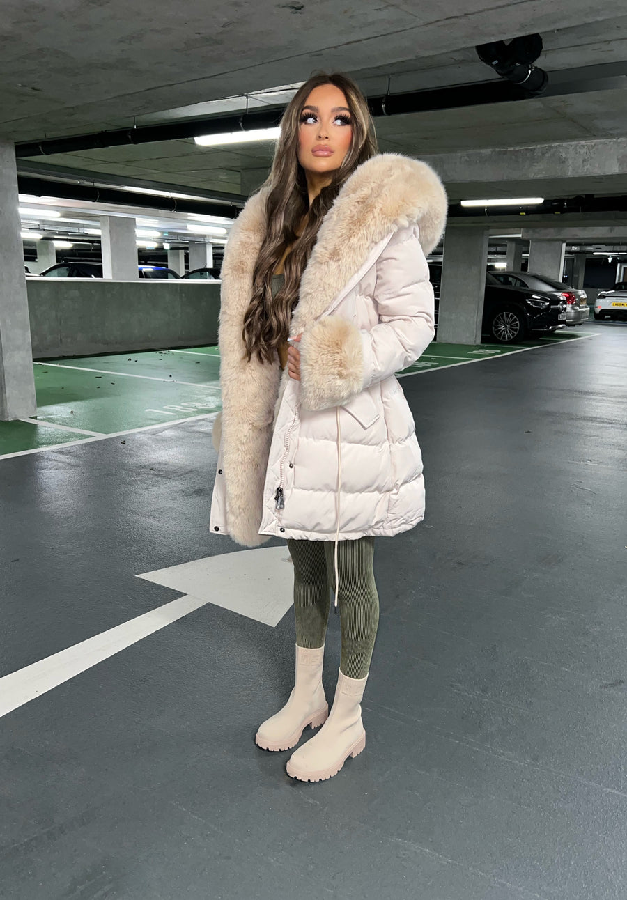 Noella Luxury Oversized Faux Fur Coat - Cream