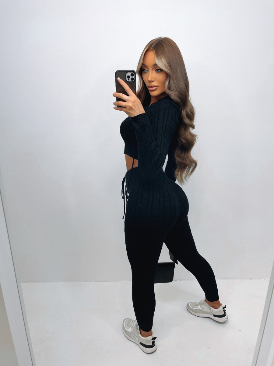 Lola Knitted Two Piece - Black