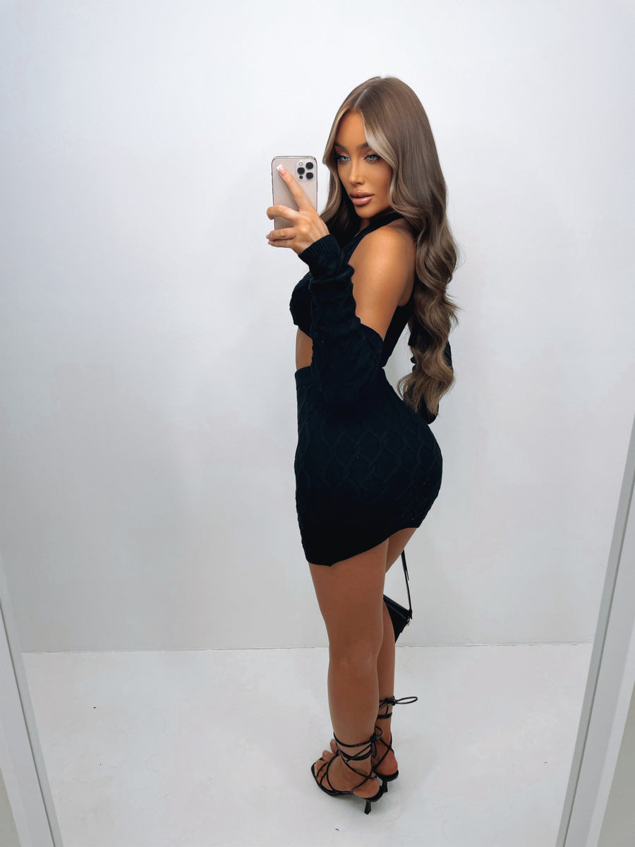 Henley Knitted Two Piece - Black (SALE)