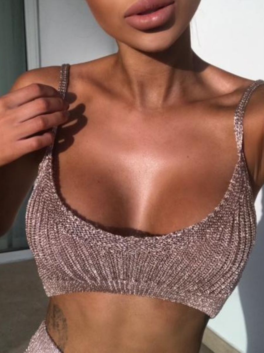 Chiara Metallic Crop Top - Rose Gold