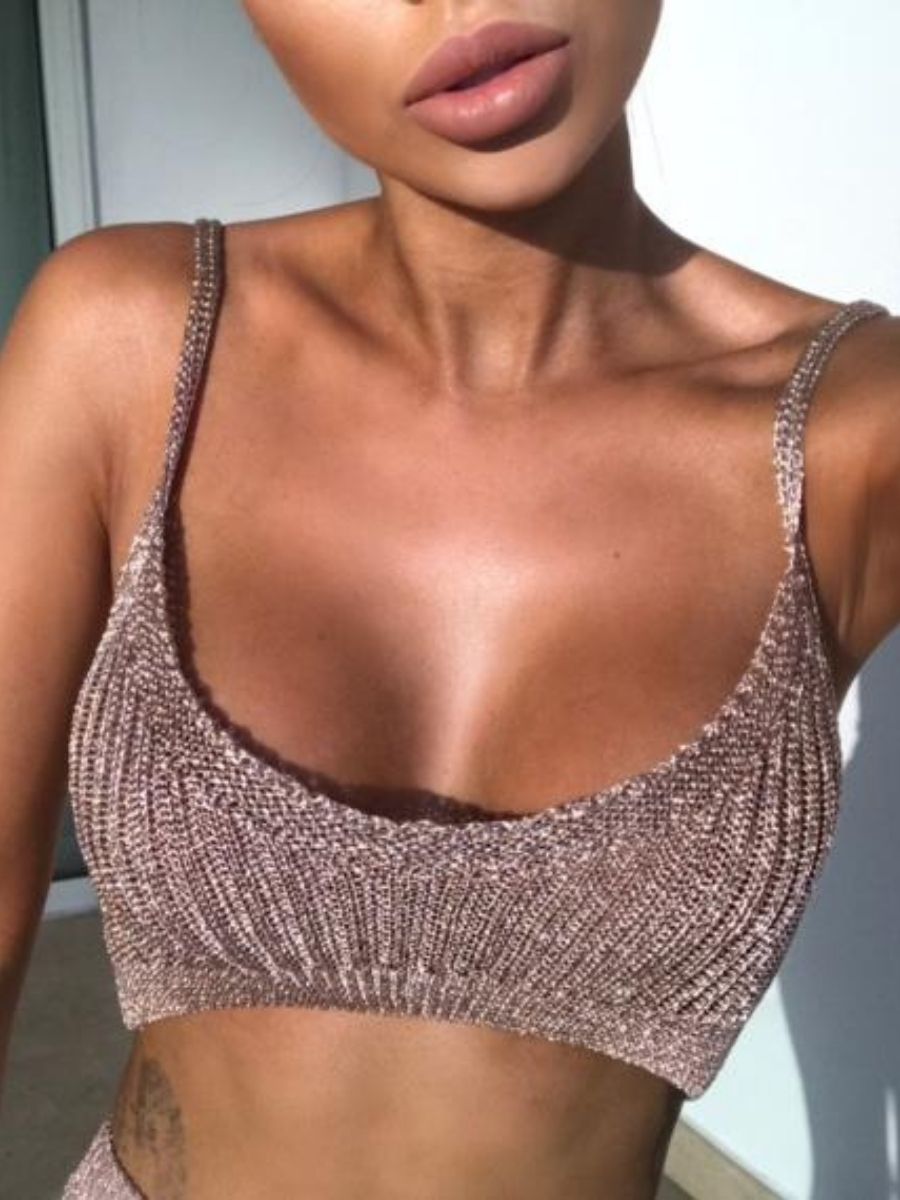 Chiara Metallic Crop Top - Rose Gold
