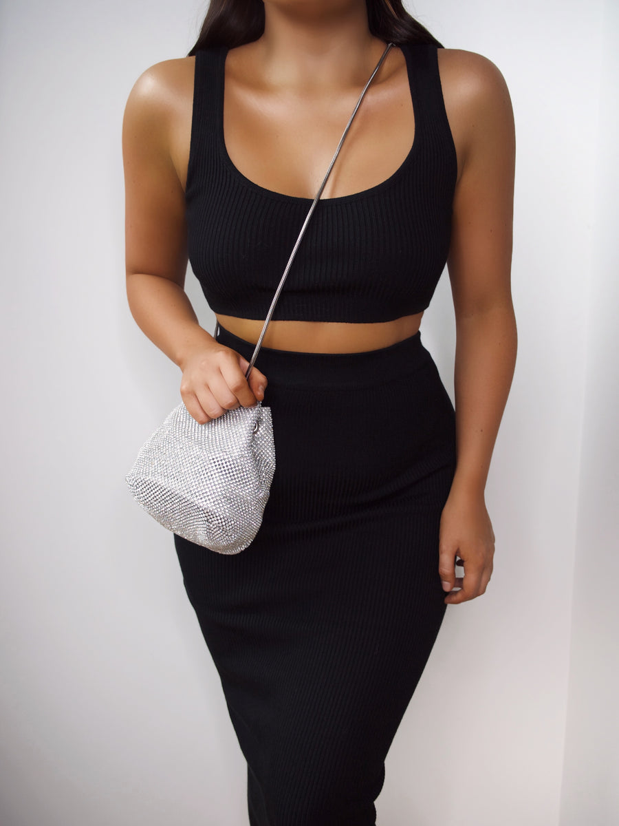 Diamante Bucket Bag - Silver