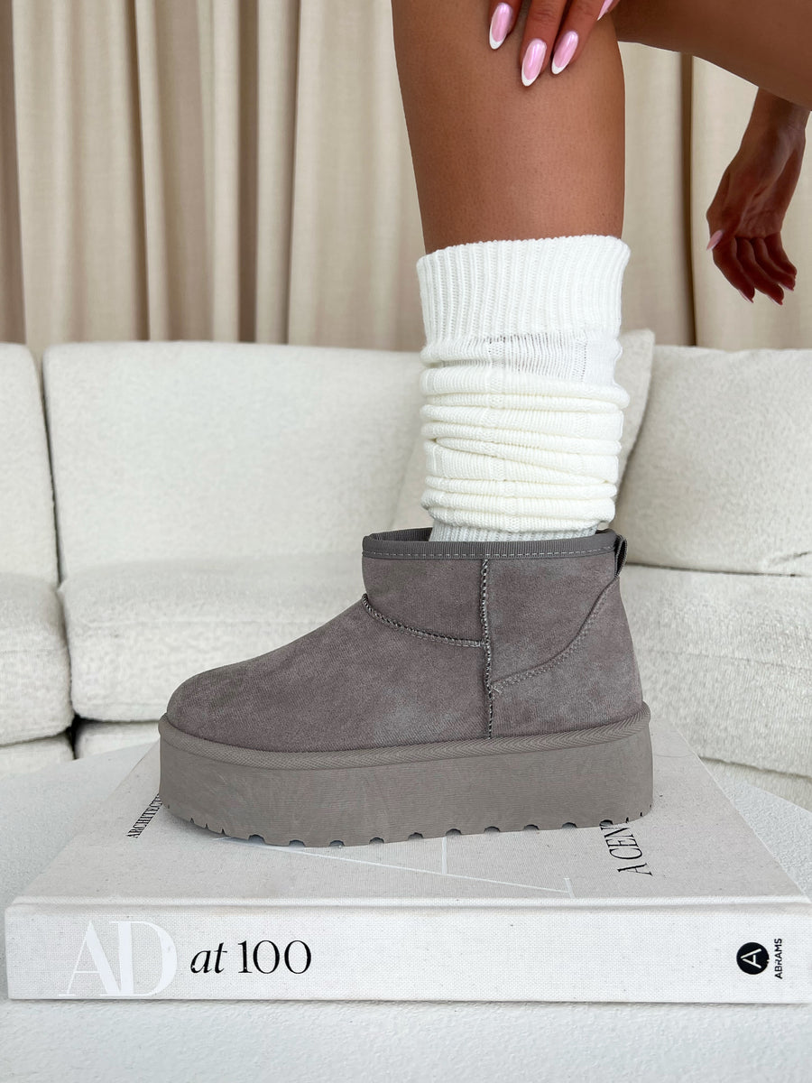 Ultra Mini Platform Ankle Boots - Grey (SALE)