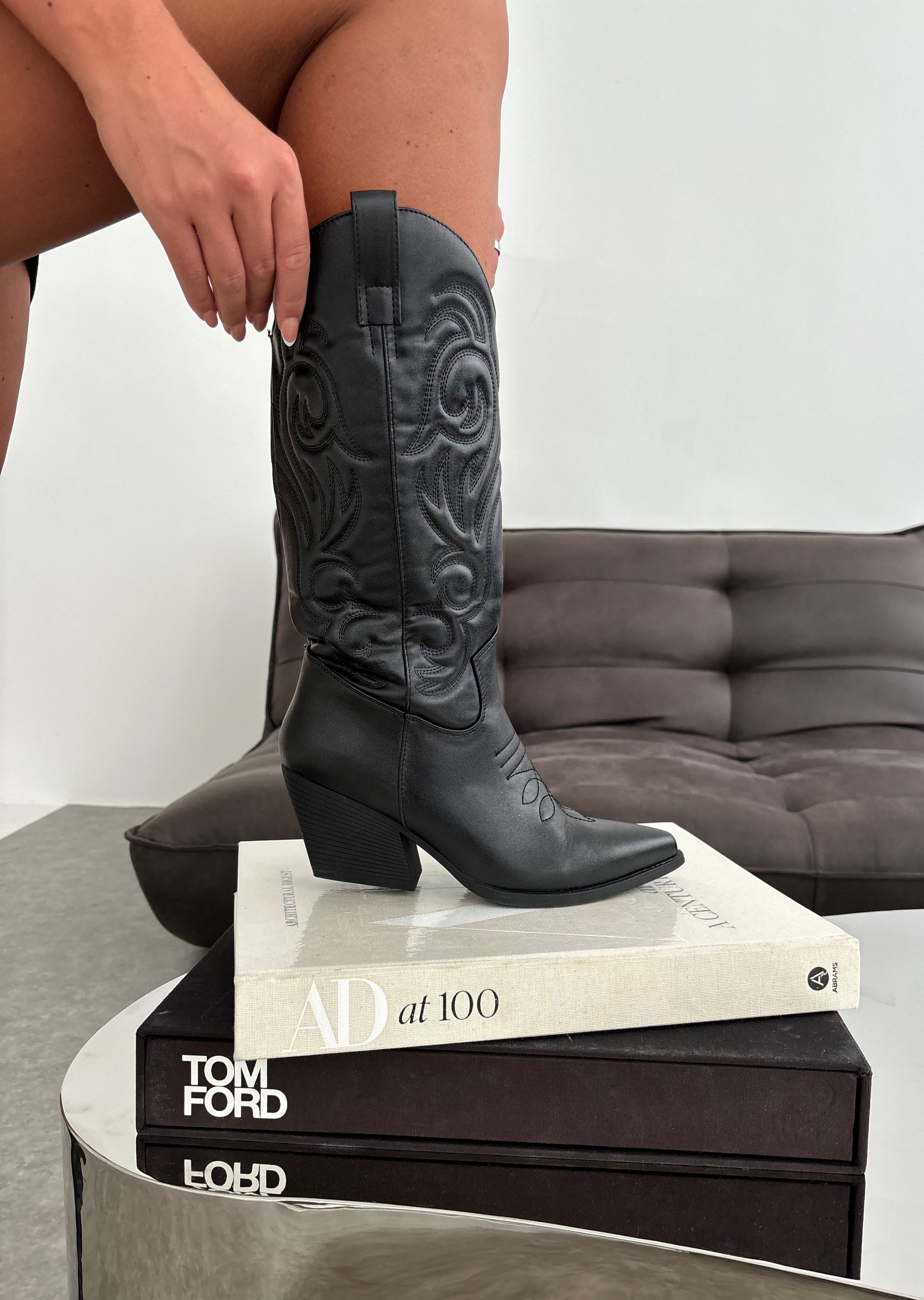 Black and gray cowboy boots best sale