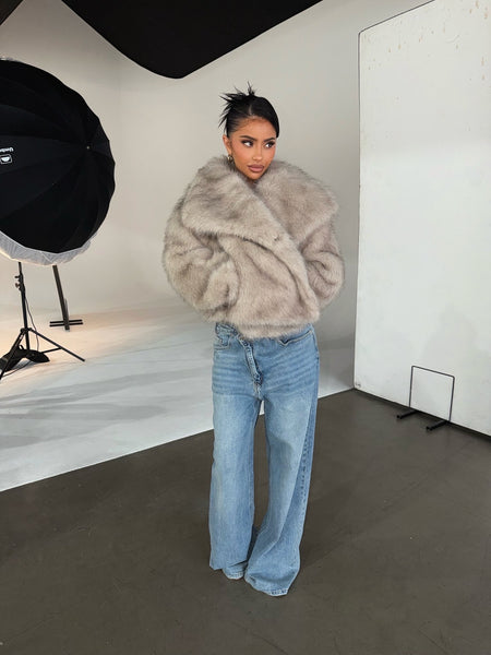 Wolfe Fur Coat - Stone