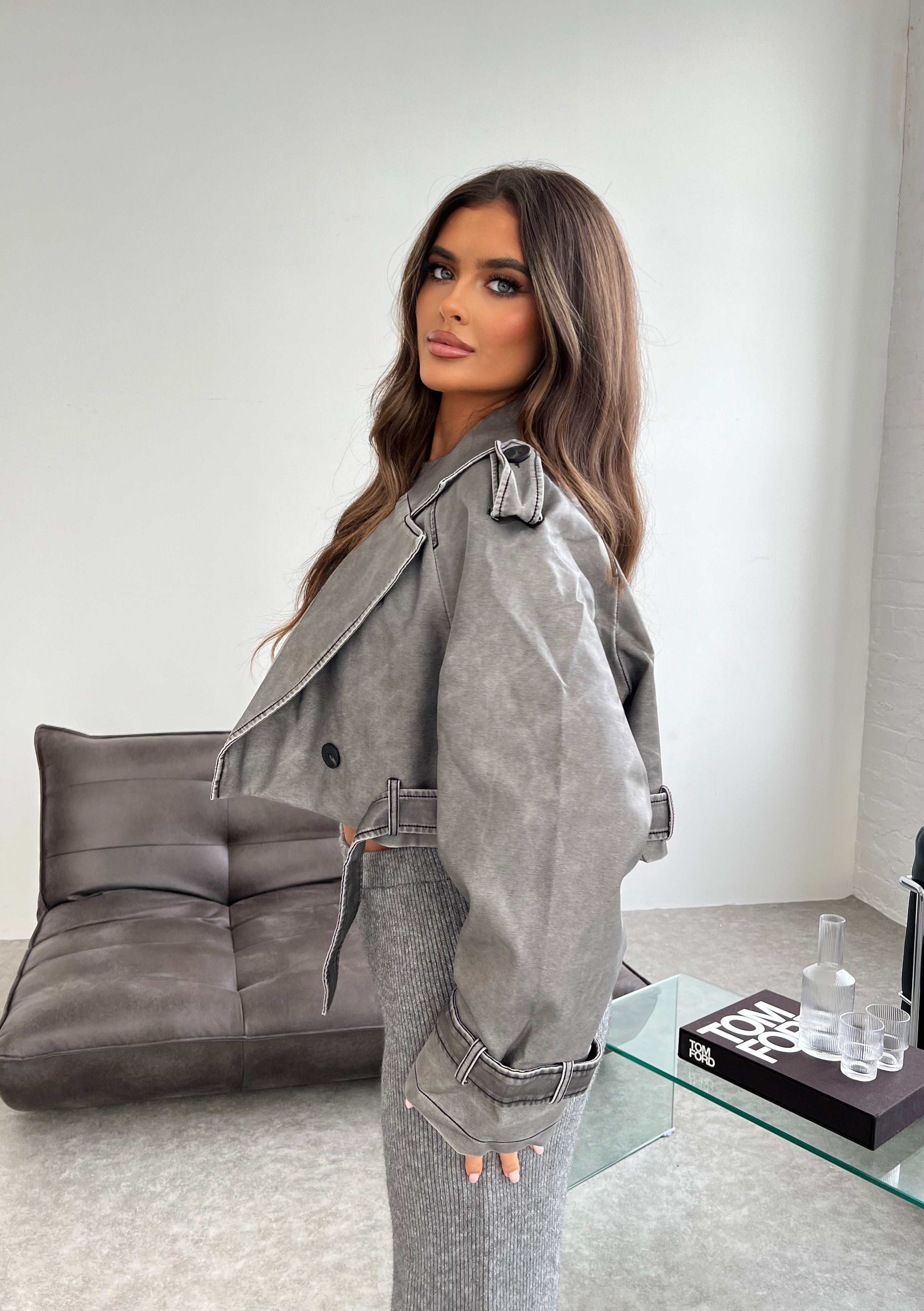 ジャケット・アウター melt the lady jacket cropped(half) gray The Metallic Biker Crop – The Mighty Company