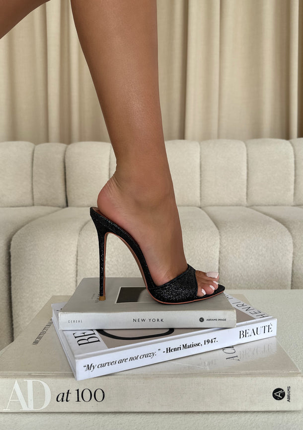 Sorelle Naked Luxe Heels - Glitter Black