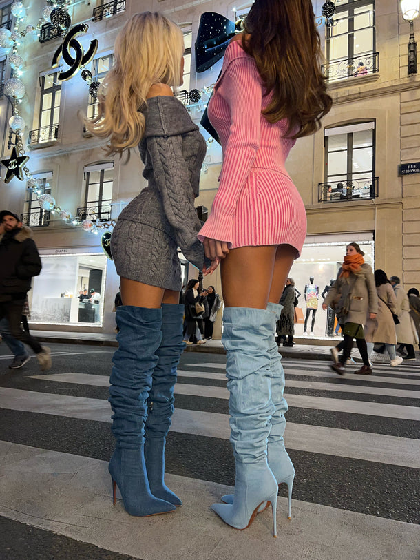 Denim Boots - Light Blue