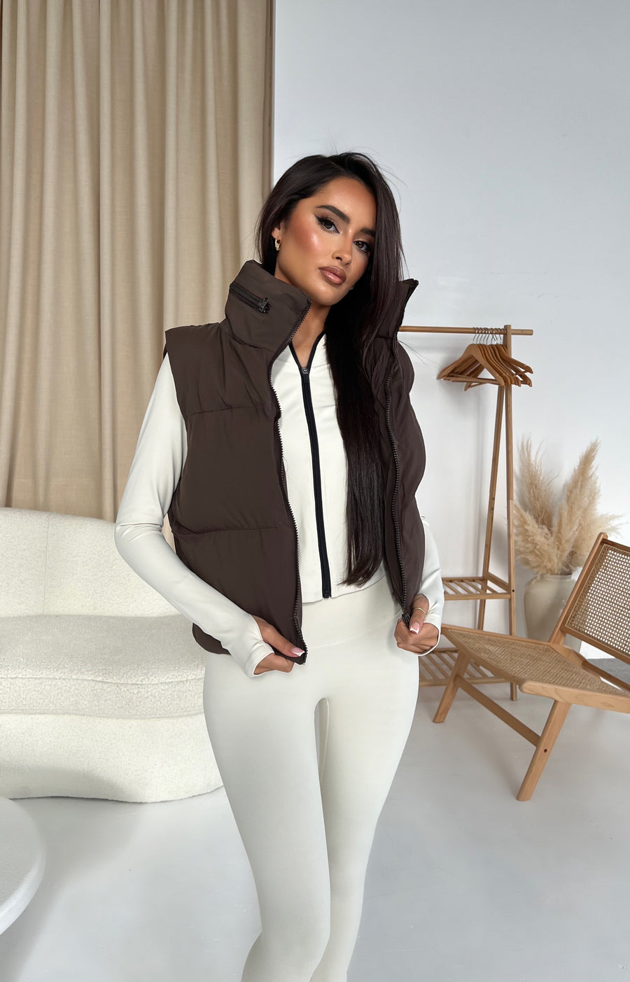 Quilted Puffer Gilet - Brown (SALE)
