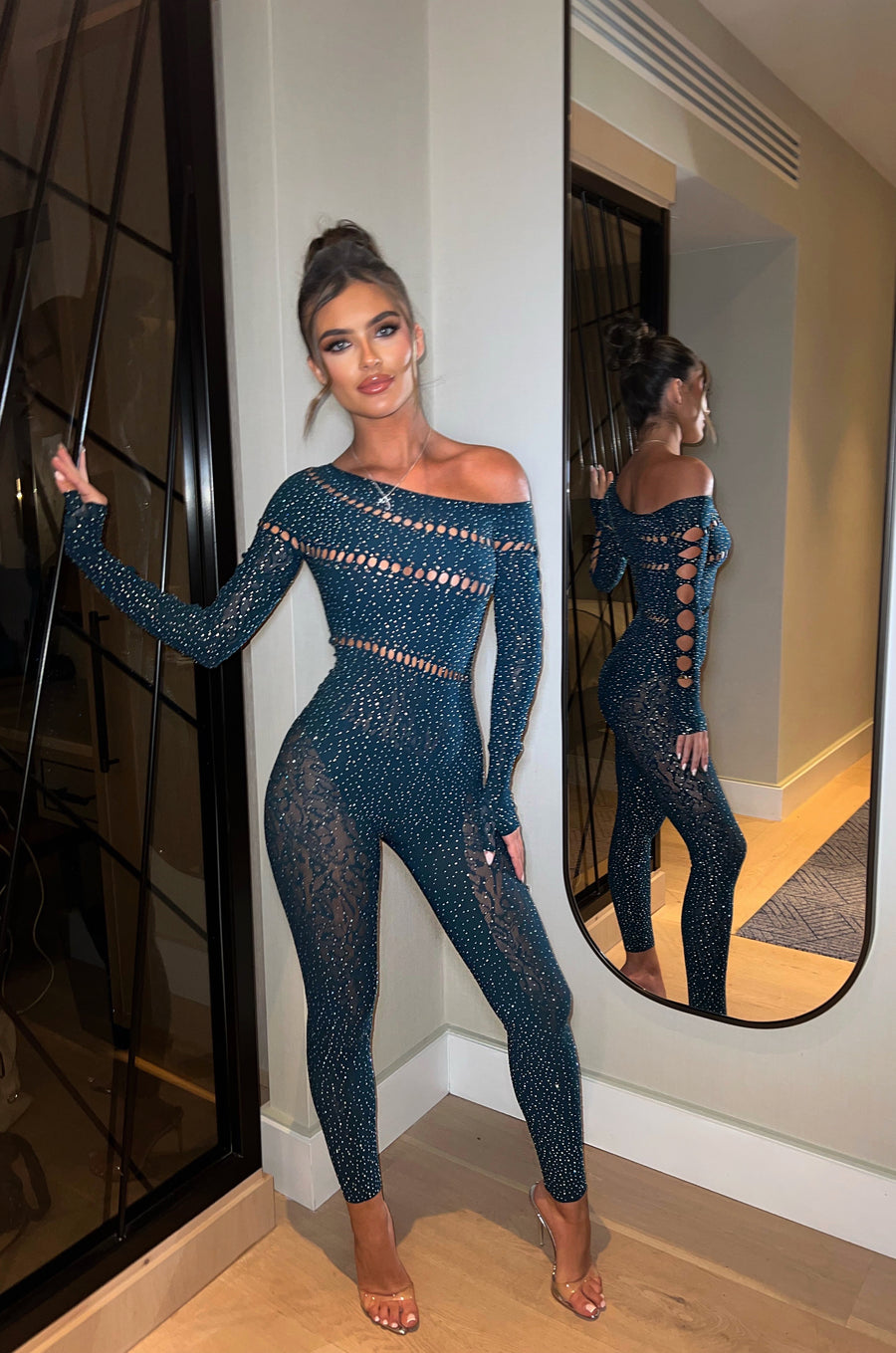 Jenner Diamanté Jumpsuit - Blue