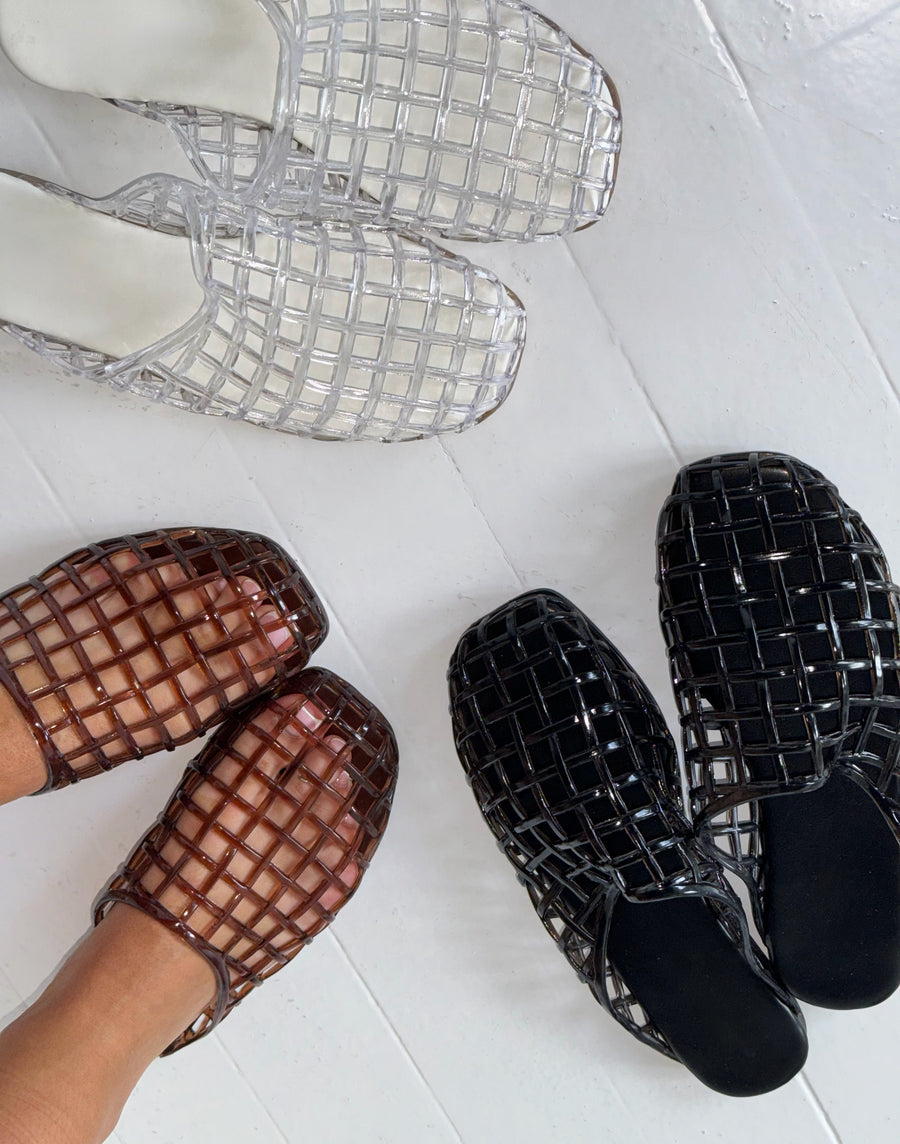 Jelly Woven Slip Ons - Black