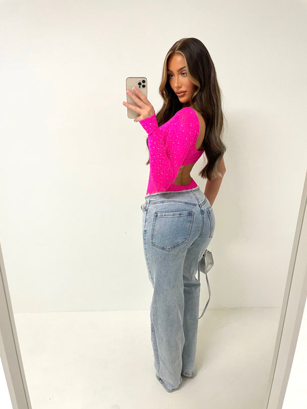 Abigail Diamanté Bodysuit - Pink (SALE)