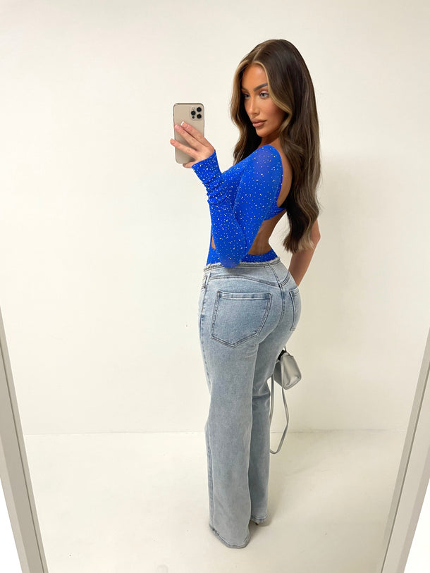 Abigail Diamanté Bodysuit - Blue (SALE)