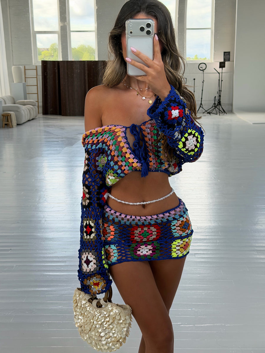Madison Crochet Two Piece - Blue