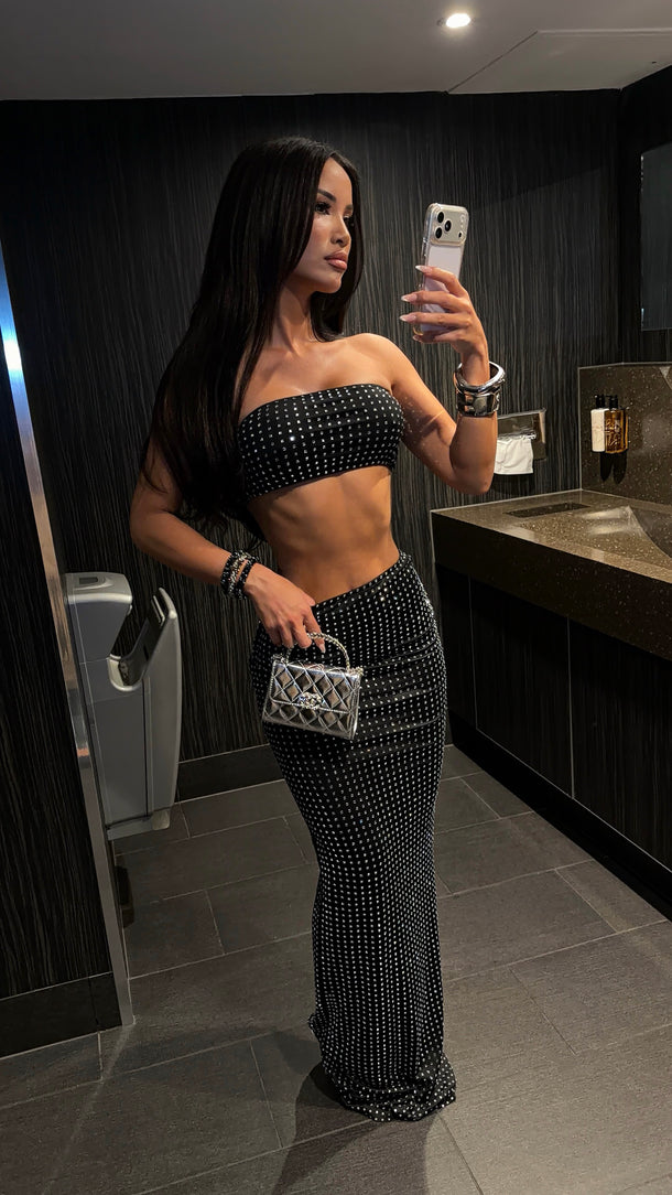 Abbie Diamanté Two Piece - Black (SALE)