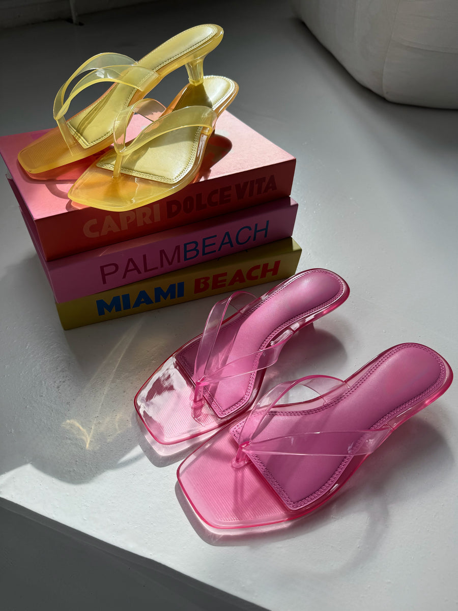 Jelly Thong Heels - Yellow