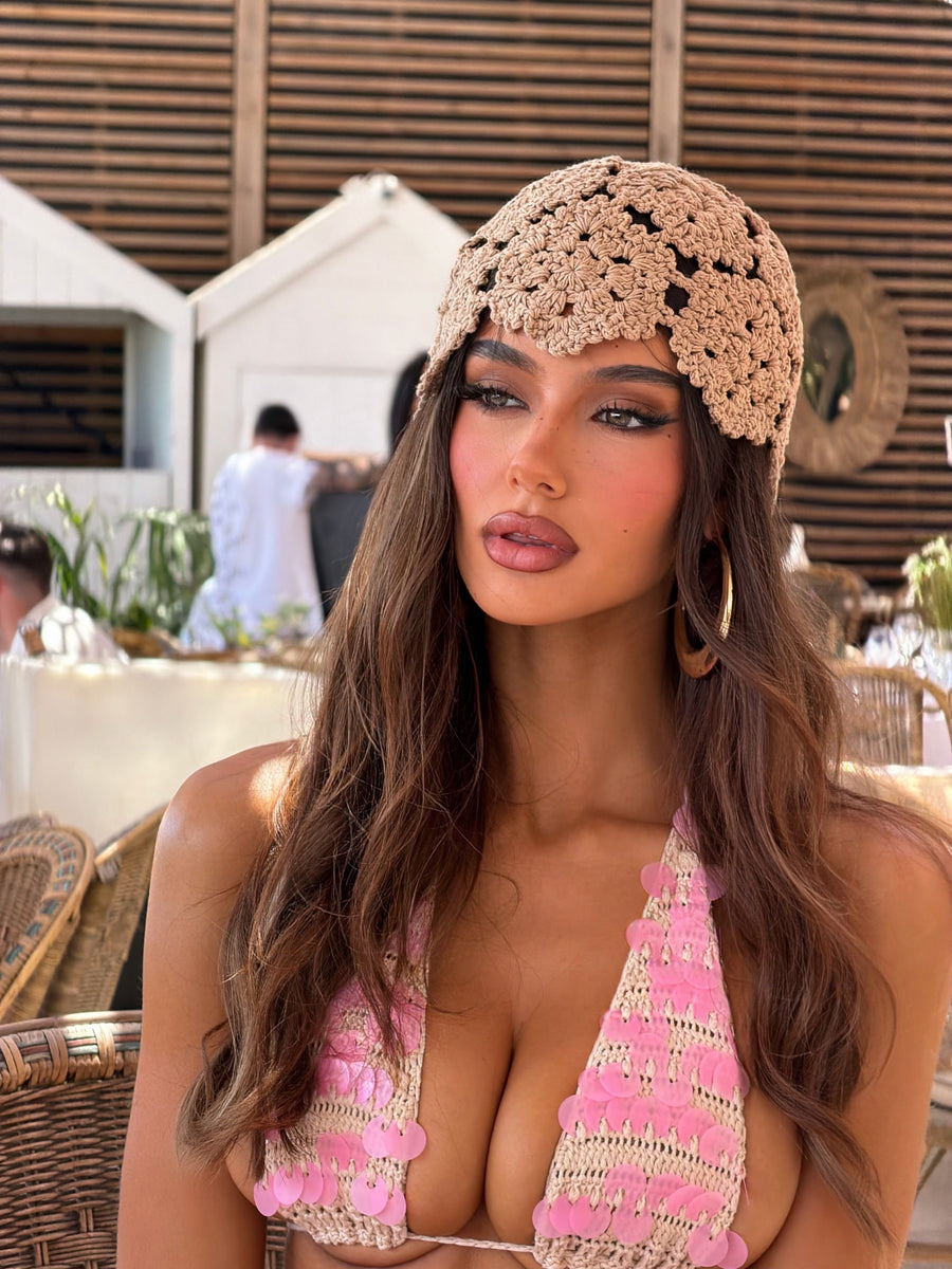 Evie Crochet Hat - Nude