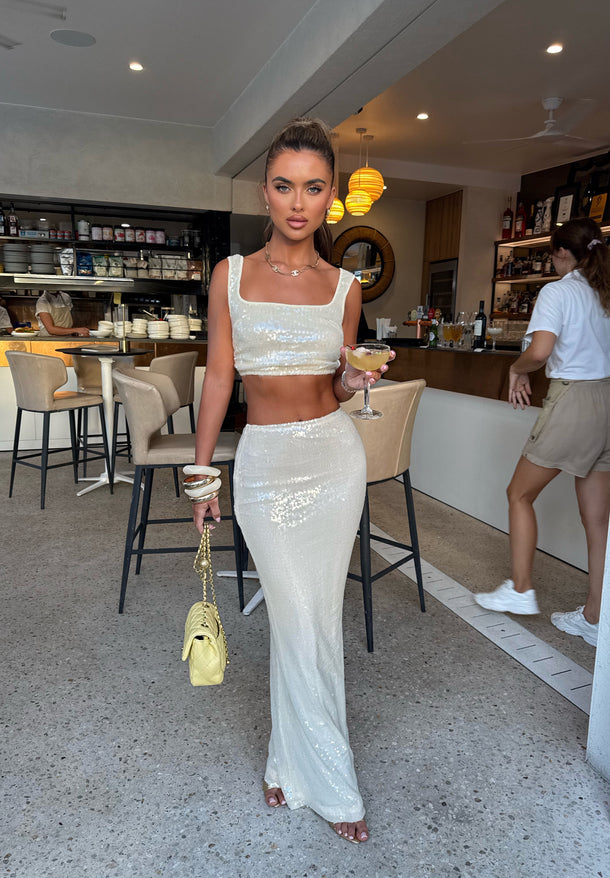 Erin Sequin Skirt - Cream (SALE)