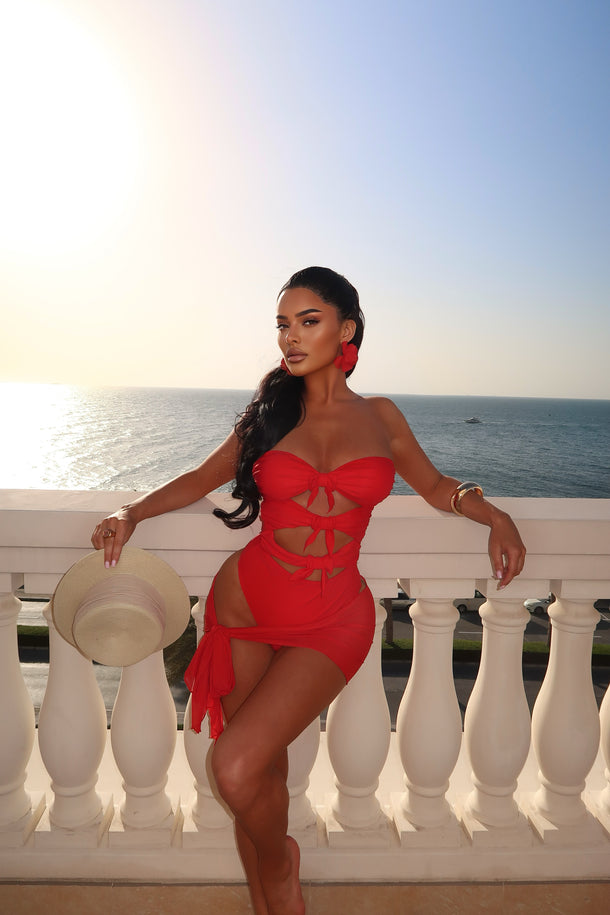 Carly Bow Swimsuit - Red (SALE)