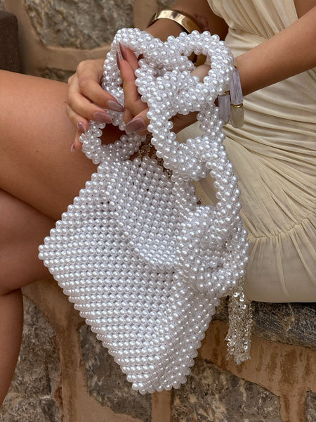 Beaded Bag - White