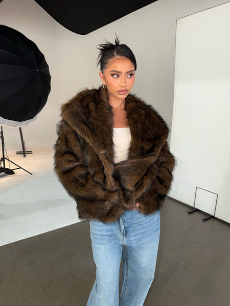 Wolfe Fur Coat - Brown